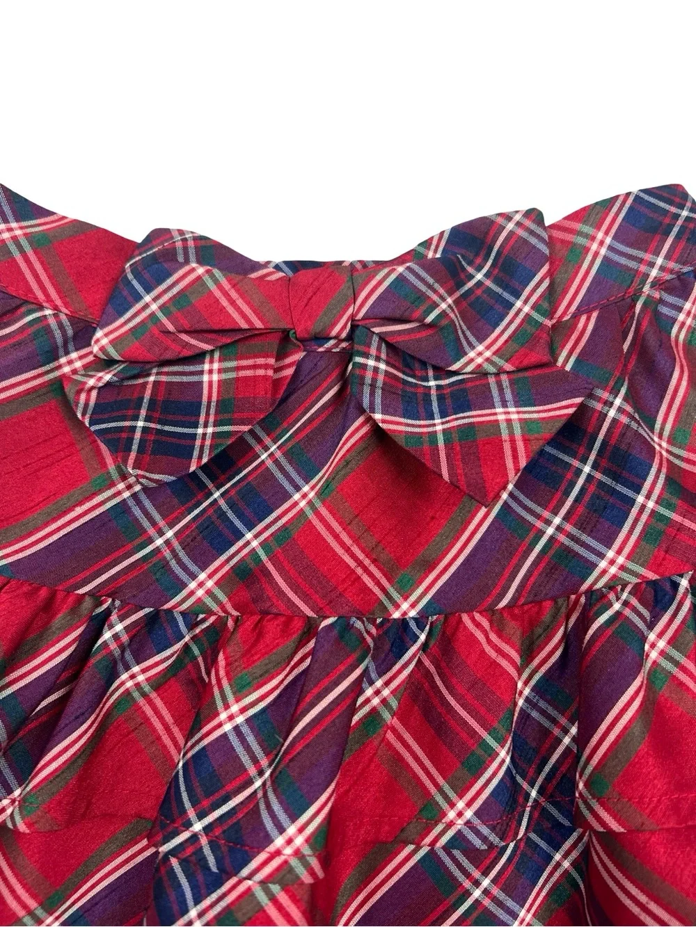 Gymboree Girls Red Tartan Plaid Ruffle Mini Skirt with Bow Size 7